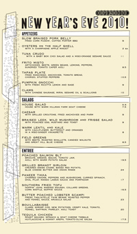 Hope and Olive menus